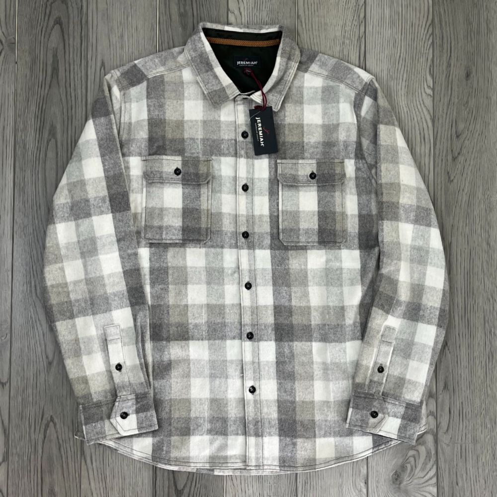 Jeremiah Men Size L Gray Plaid Wool Shacket NEW Flannel Shirt Jacket